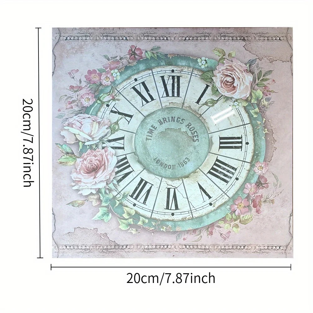 12 Sheets Vintage Rose Garden Scrapbook Paper – Floral & Bird Designs