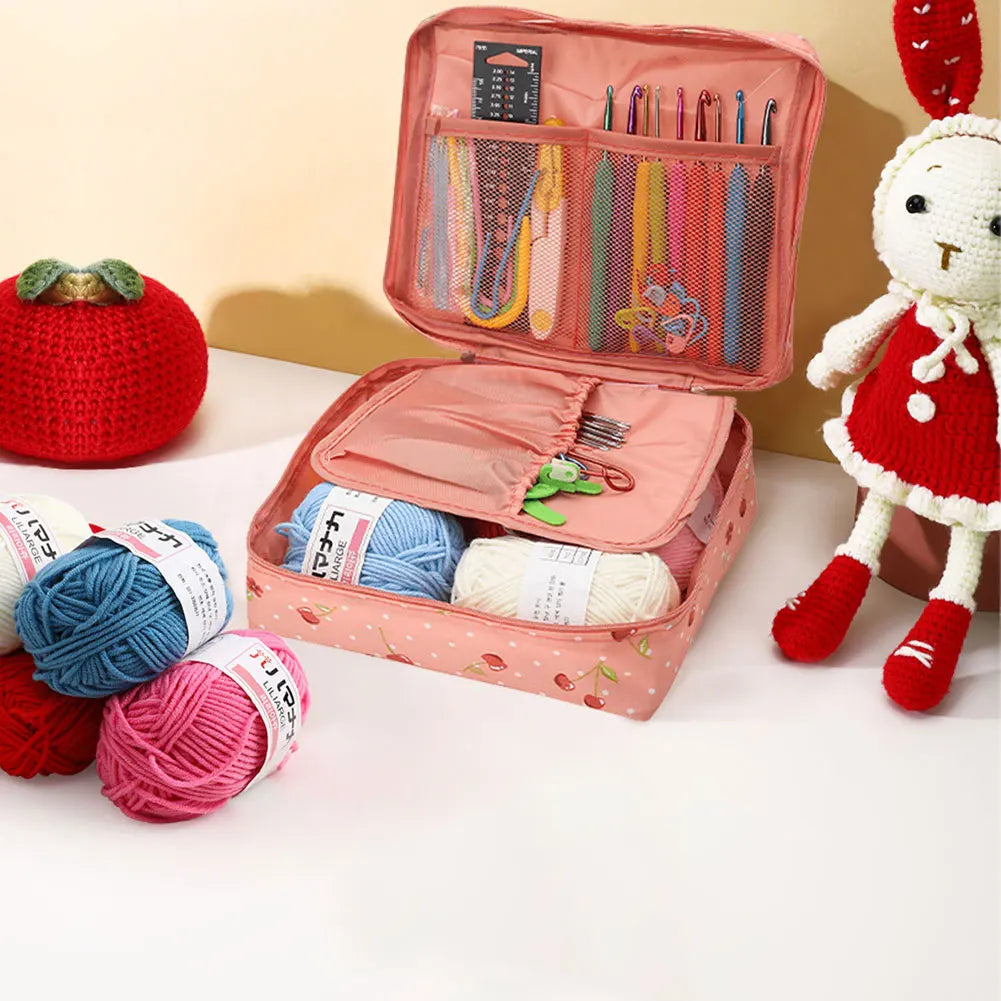 Beginner Crochet Kit with Yarns, Hooks & Bag