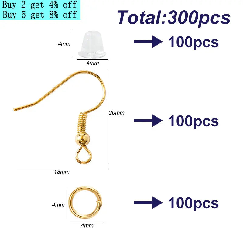 300-Piece Earring Making Set – Hooks, Jump Rings & Backs