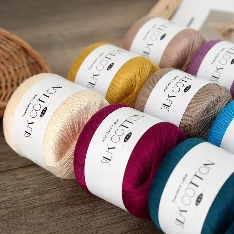 Silk Lace Cotton Milk Yarn – 50g Soft Crochet Thread