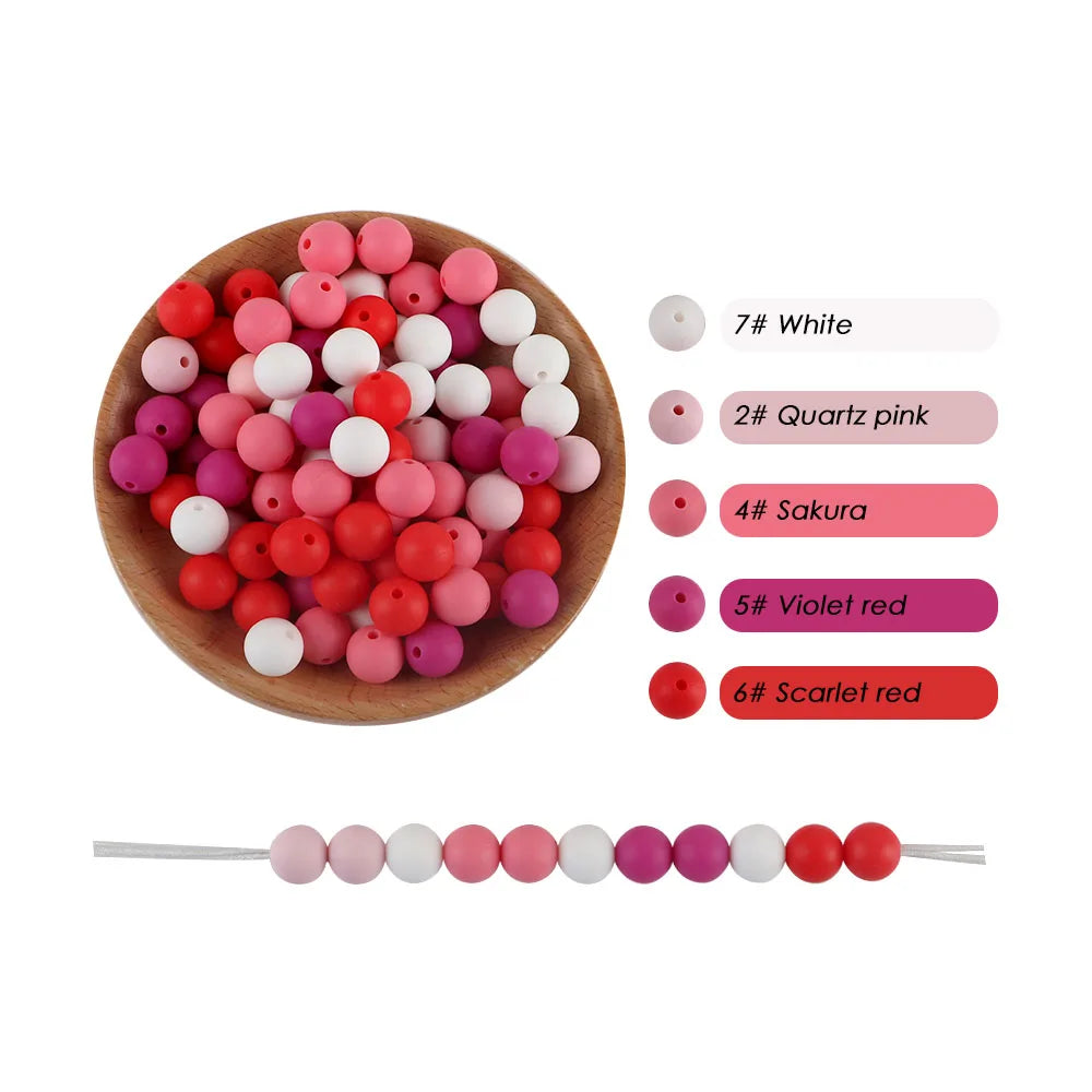 50-Piece Silicone Bead Set – 15mm Round Beads