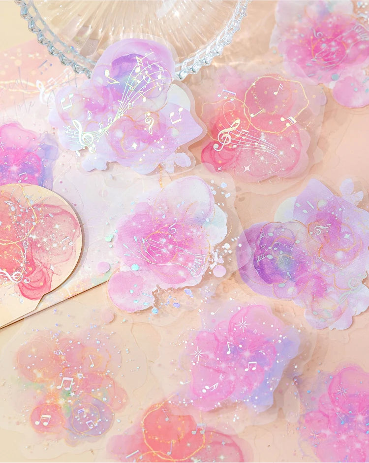 10-Piece PET Floral Stickers – Color Blending Series