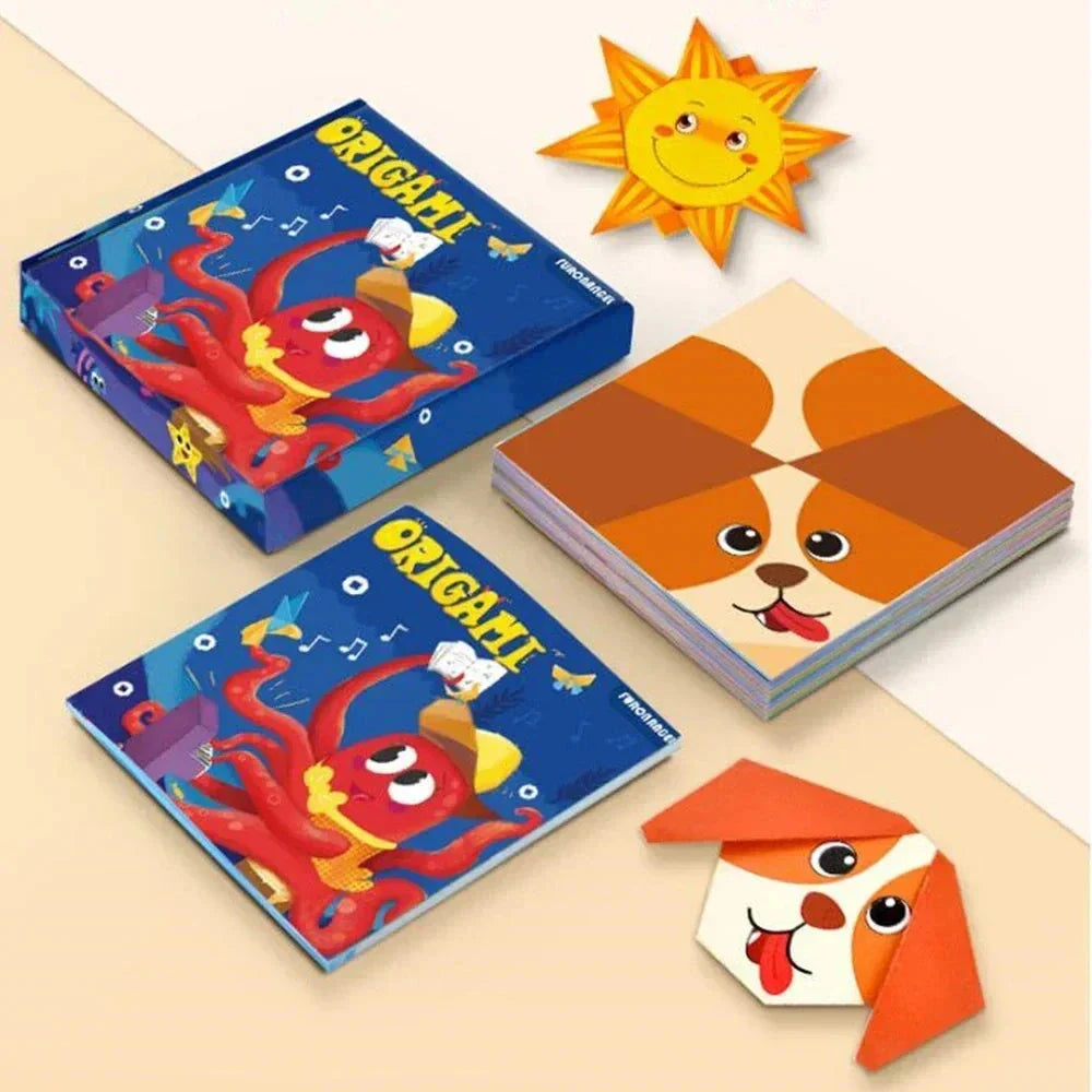 Cartoon Animal Origami & Paper Cutting Book - Educational Craft Toy for Kids