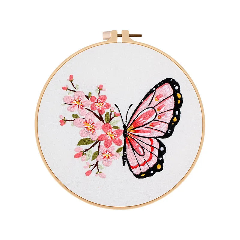 Butterfly & Flower Embroidery Kit for Beginners