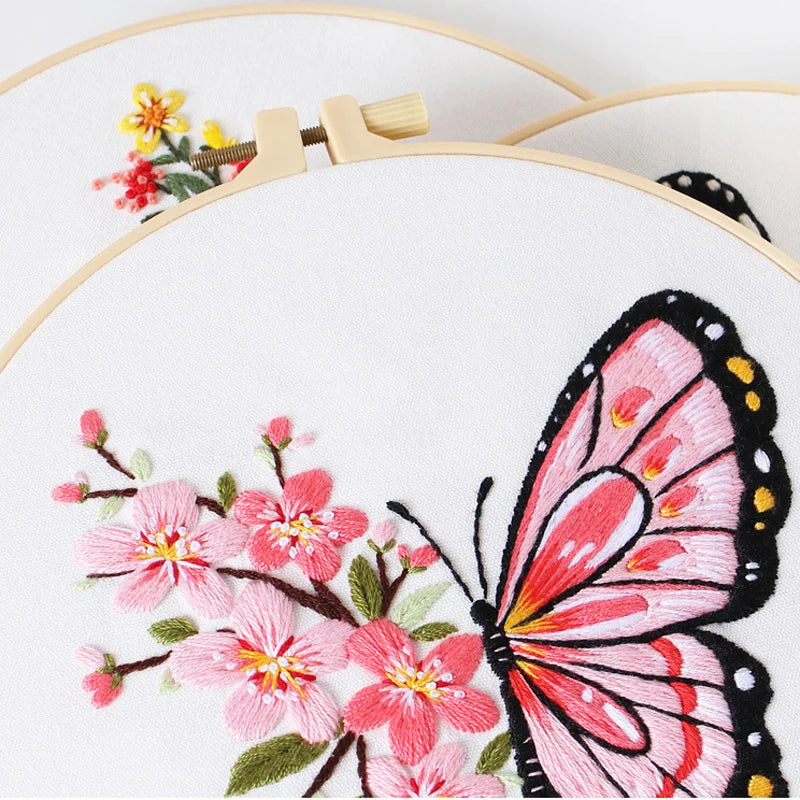 Butterfly & Flower Embroidery Kit for Beginners