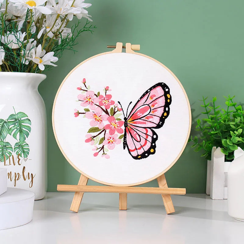 Butterfly & Flower Embroidery Kit for Beginners