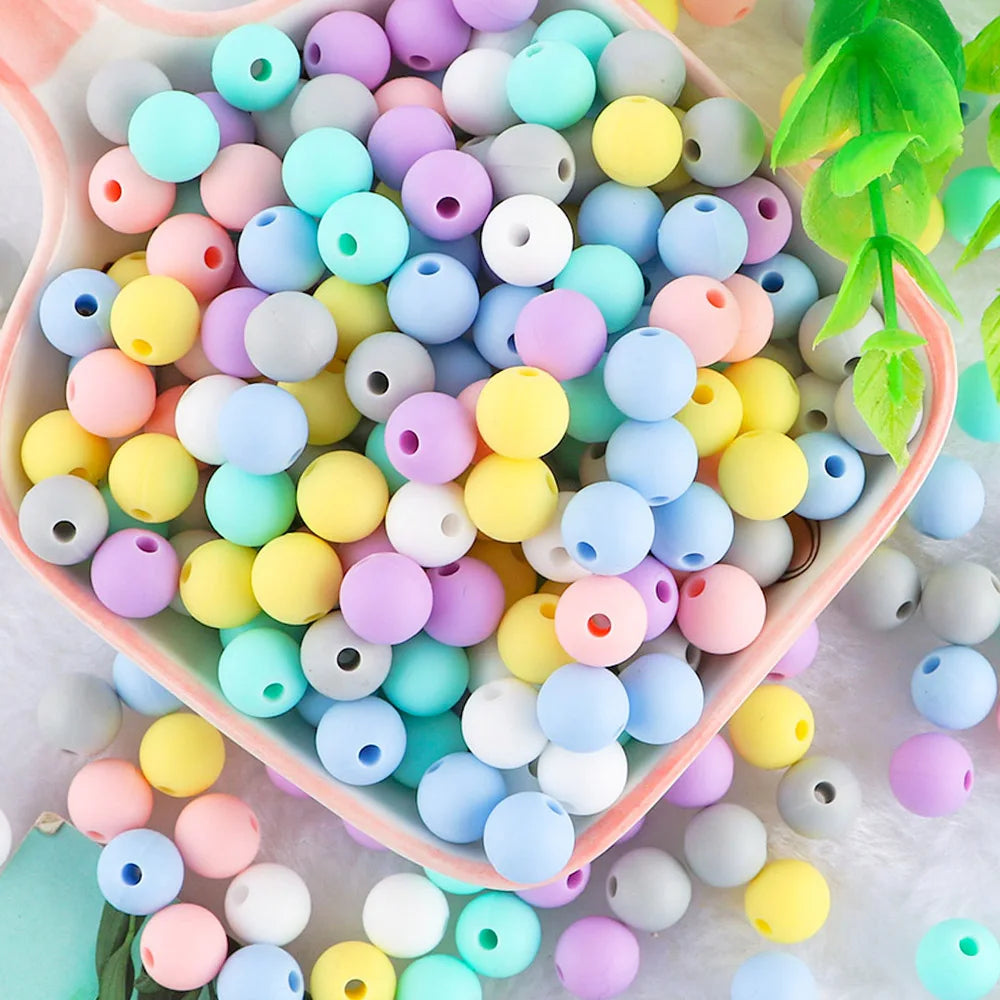 50-Piece Silicone Bead Set – 15mm Round Beads