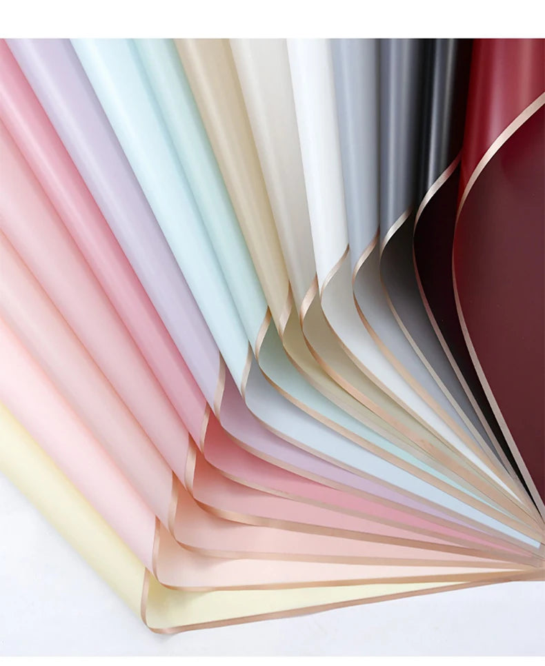 10 Sheets Waterproof Flower Wrapping Paper with Gold Edges