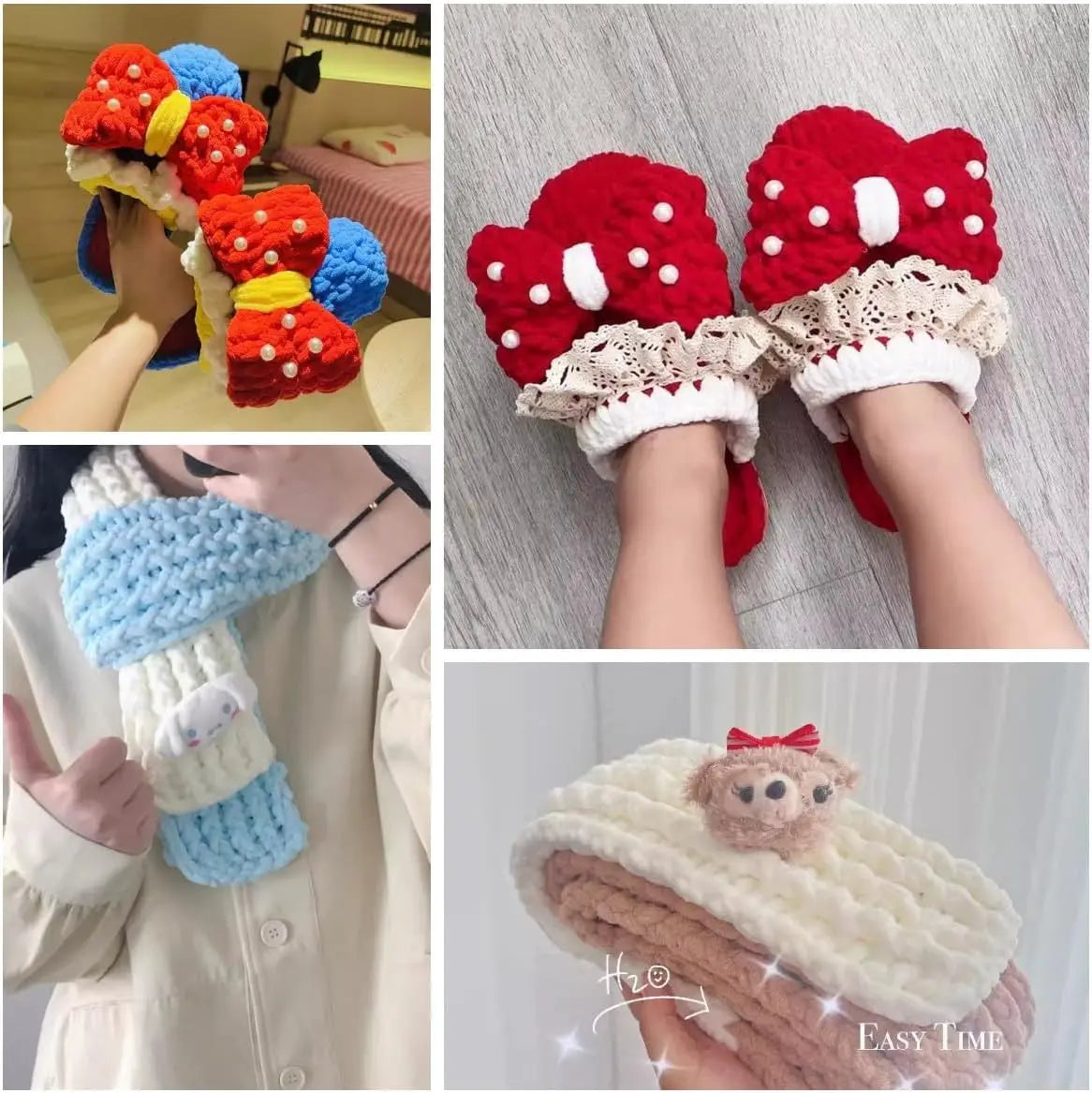 3PCS Chenille Knitting Yarn – 300g Soft Thick Cotton Blend