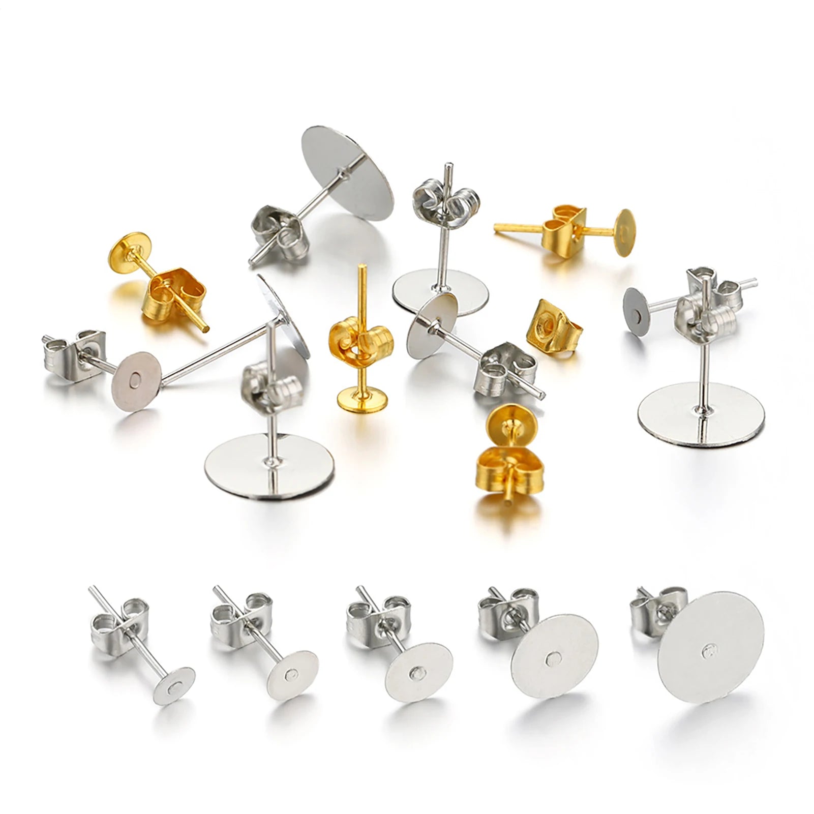 Blank Post Earring Studs Base Pins with Earring Plug Ear Backs