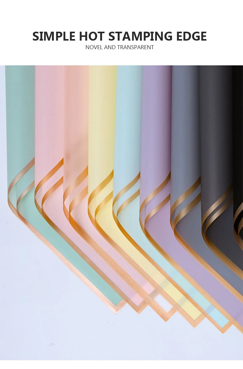 10 Sheets Waterproof Flower Wrapping Paper with Gold Edges