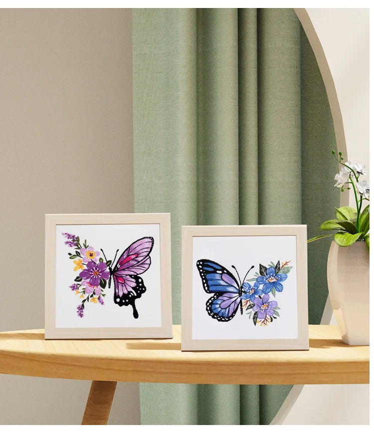 Butterfly & Flower Embroidery Kit for Beginners