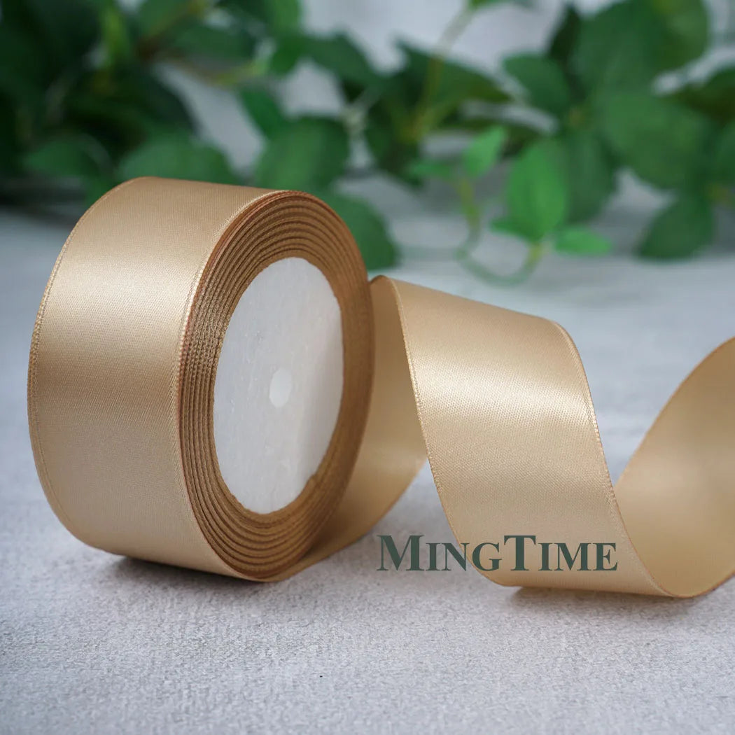 Satin Ribbon Roll – 22.8m Sage Gold for Gift Wrap & Crafts