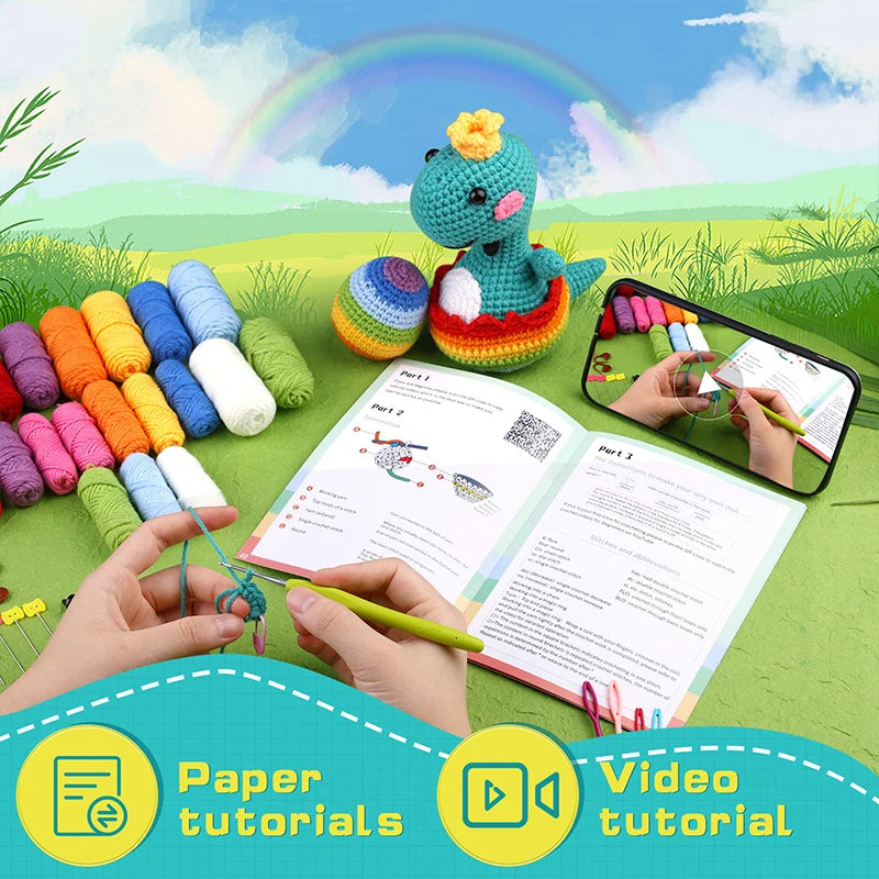 DIY Crochet Dinosaur Doll Kit – Complete Set