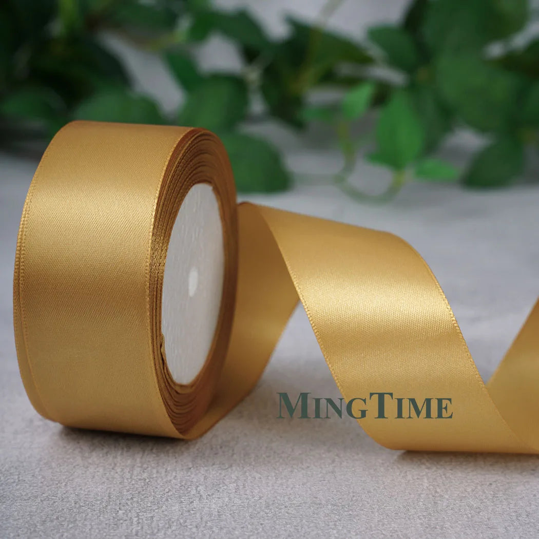 Satin Ribbon Roll – 22.8m Sage Gold for Gift Wrap & Crafts