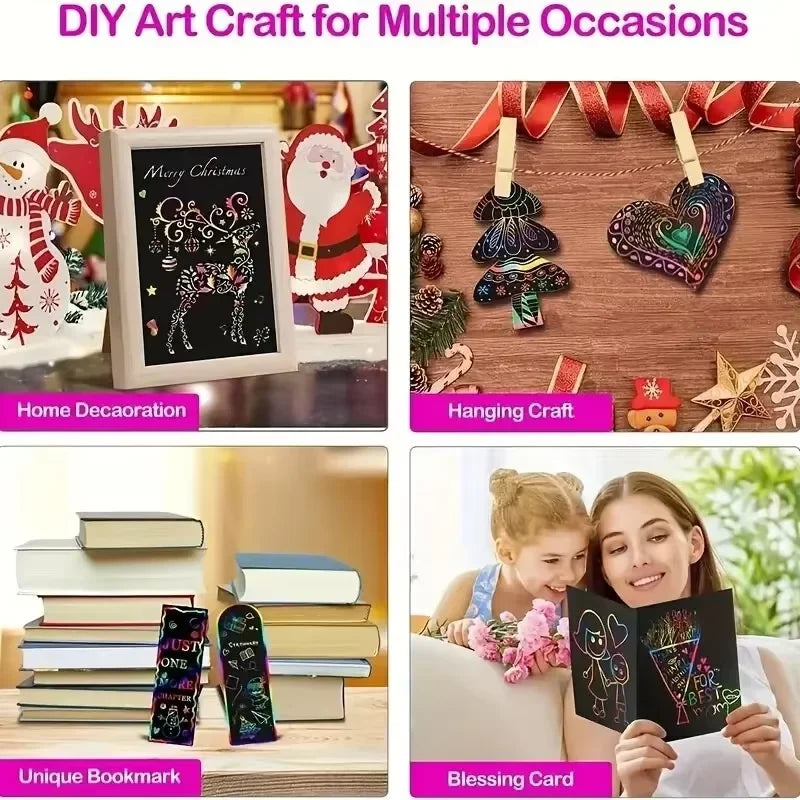 125-Pack Rainbow Scratch-Off Mini Art Cards – Fun Craft for Kids & Teens