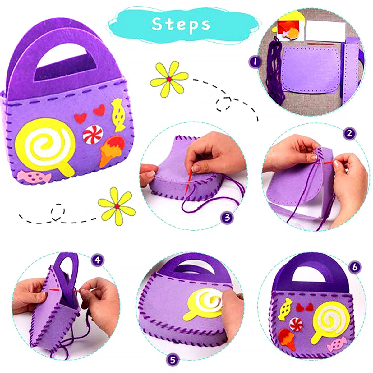 8-Pcs Kids DIY Felt Sewing Kit