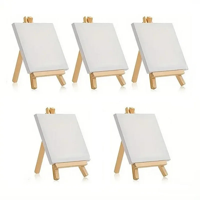 5-Piece Mini White Canvas Set – Stretched Blank for Painting
