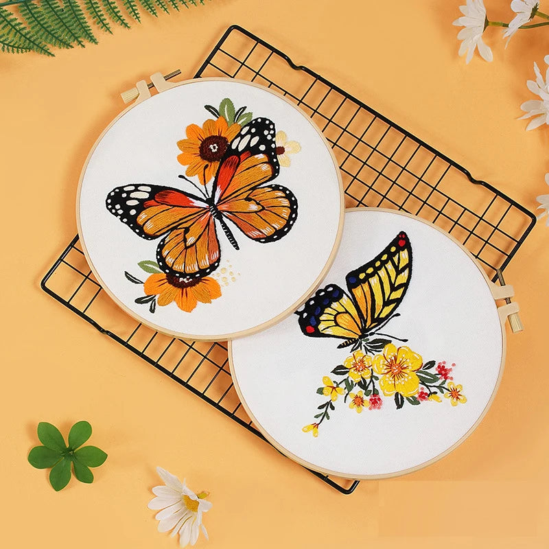 Butterfly & Flower Embroidery Kit for Beginners