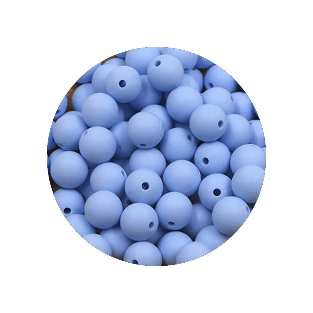50-Piece Silicone Bead Set – 15mm Round Beads