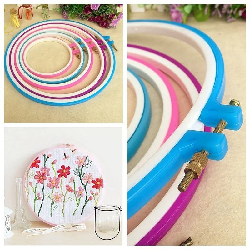 5-Piece Plastic Embroidery Hoop Set – Adjustable Rings