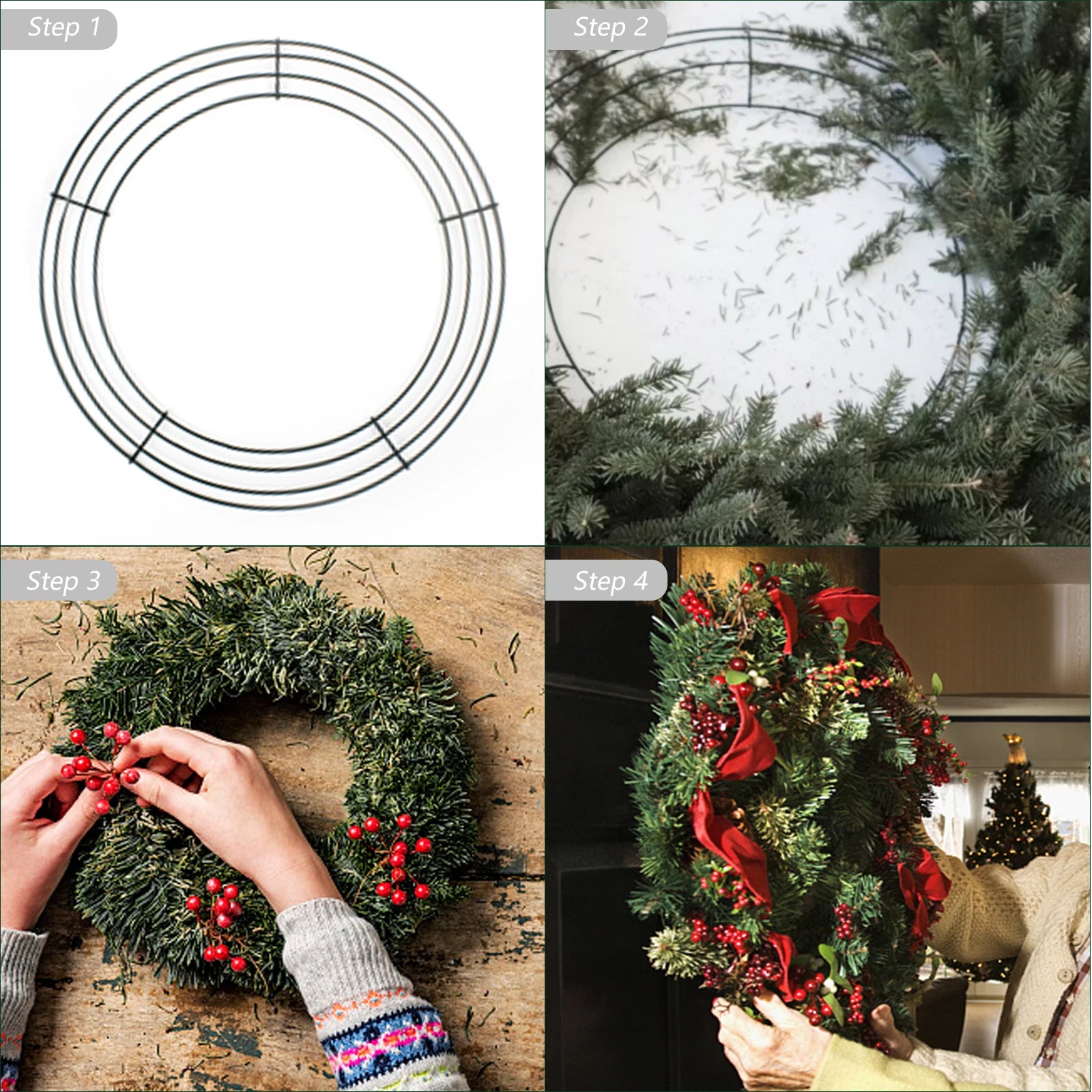 Metal Wreath Frame – 25cm Wire Rings for DIY Holiday Crafts