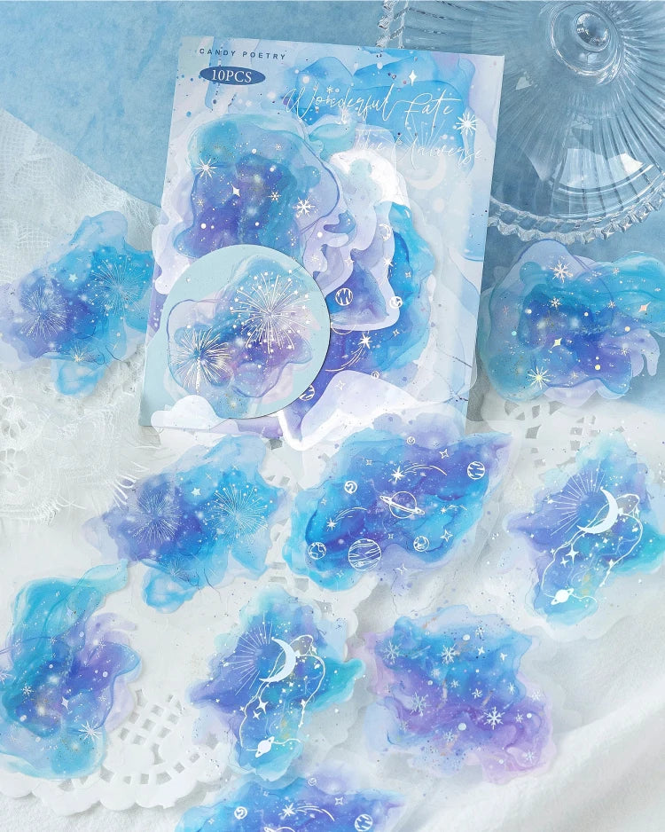 10-Piece PET Floral Stickers – Color Blending Series