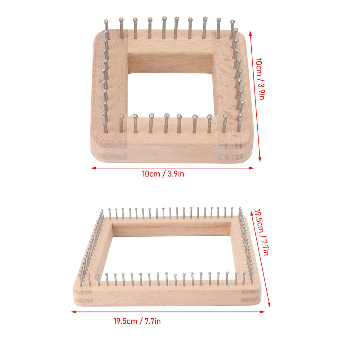 Wooden Square Knitting Tool with Hooks