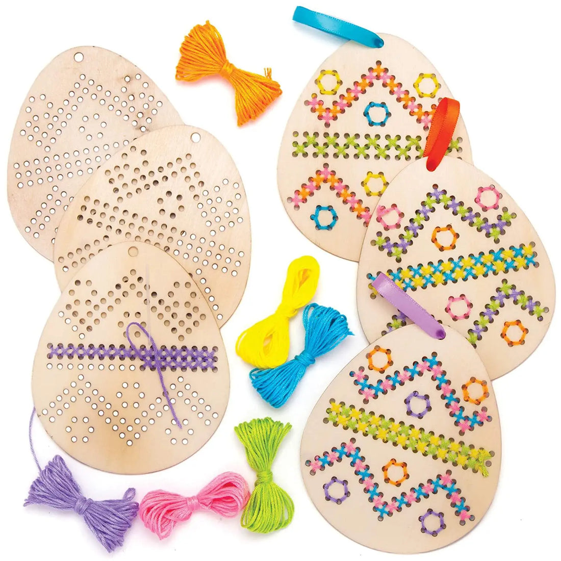DIY Easter Egg Embroidery Kit for Kids – Wooden Craft Set