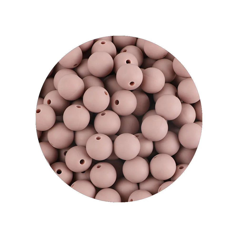 50-Piece Silicone Bead Set – 15mm Round Beads