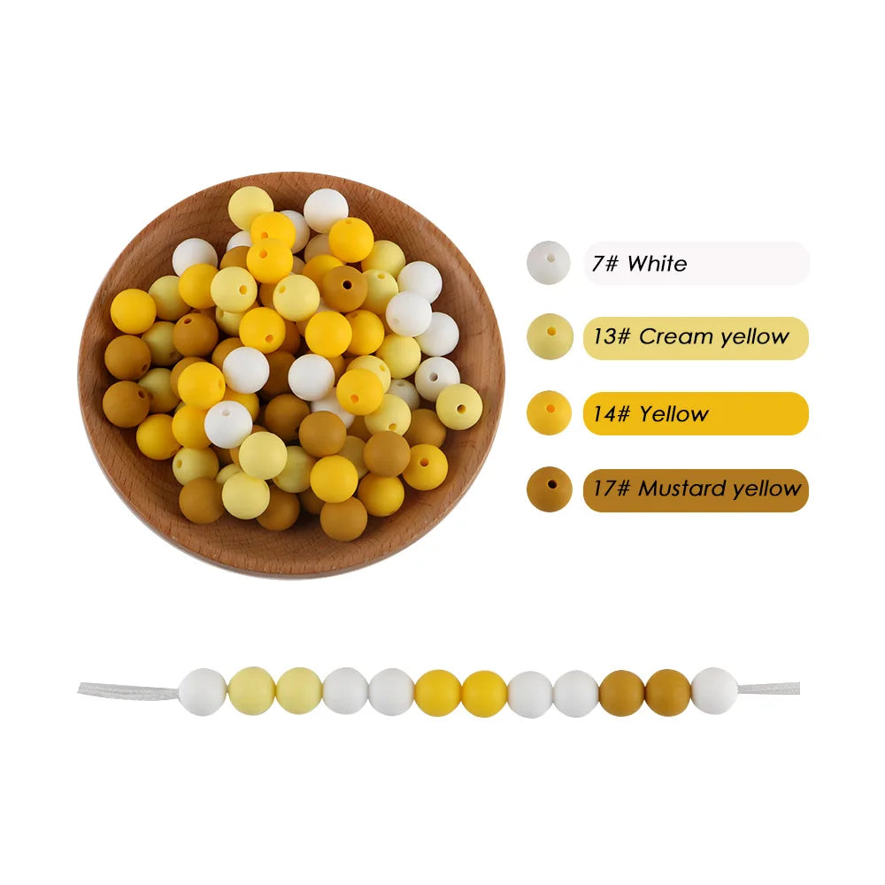 50-Piece Silicone Bead Set – 15mm Round Beads