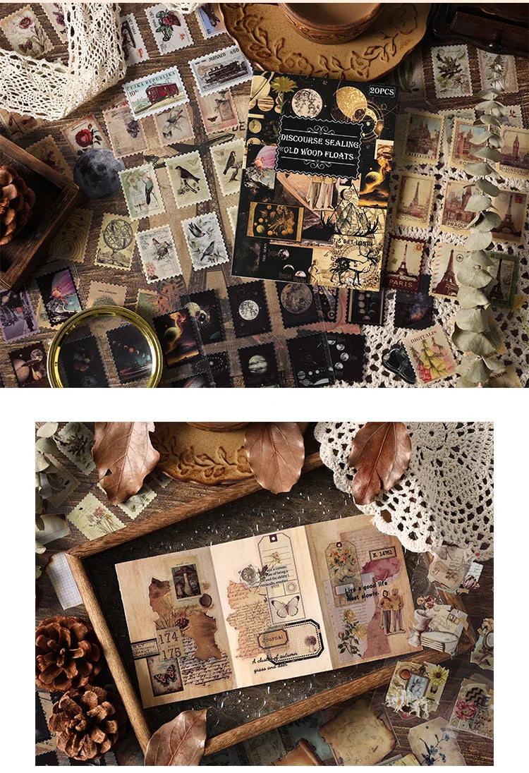 20-Piece Vintage Aesthetic Sticker Set