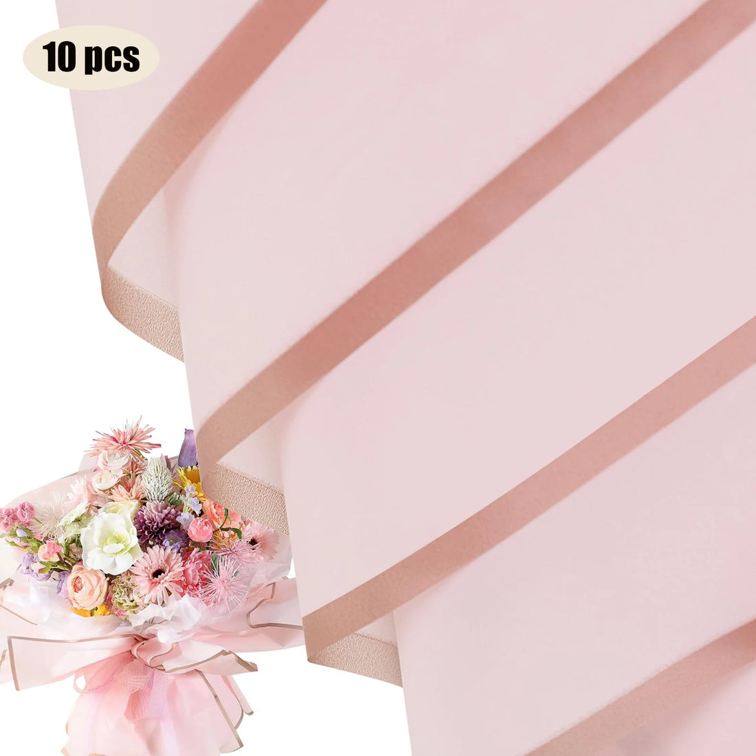 10 Sheets Waterproof Flower Wrapping Paper with Gold Edges