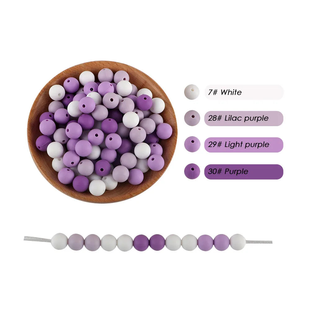 50-Piece Silicone Bead Set – 15mm Round Beads