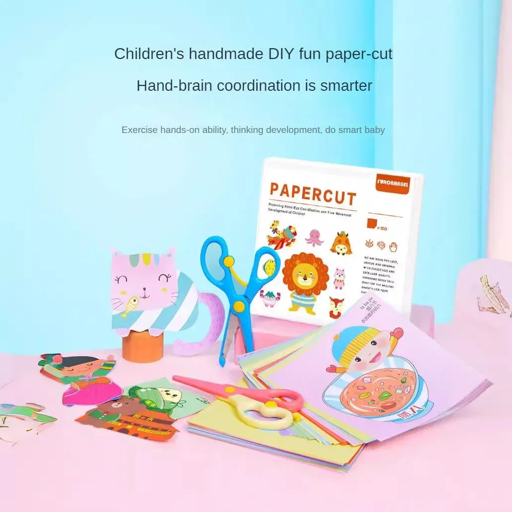 100-Piece Kids Origami & Paper Cutting Craft Set