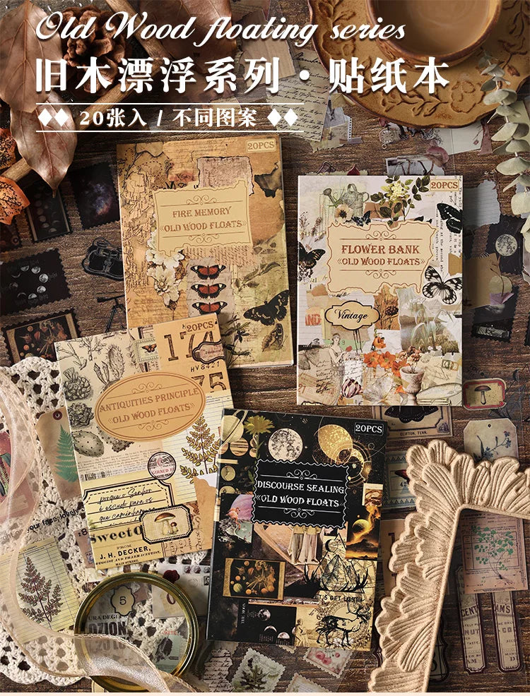 20-Piece Vintage Aesthetic Sticker Set