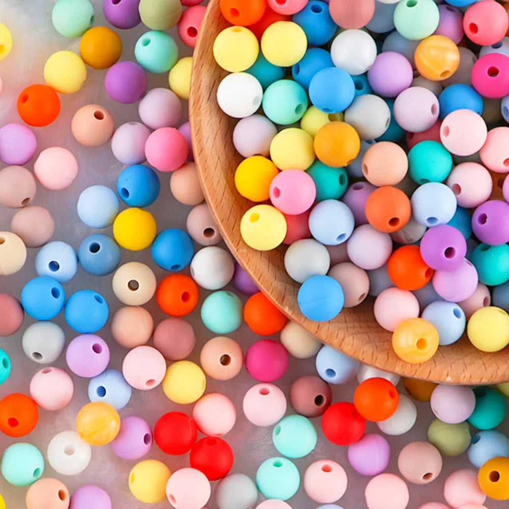 50-Piece Silicone Bead Set – 15mm Round Beads