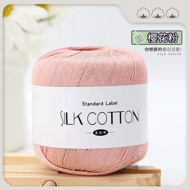 Silk Lace Cotton Milk Yarn – 50g Soft Crochet Thread