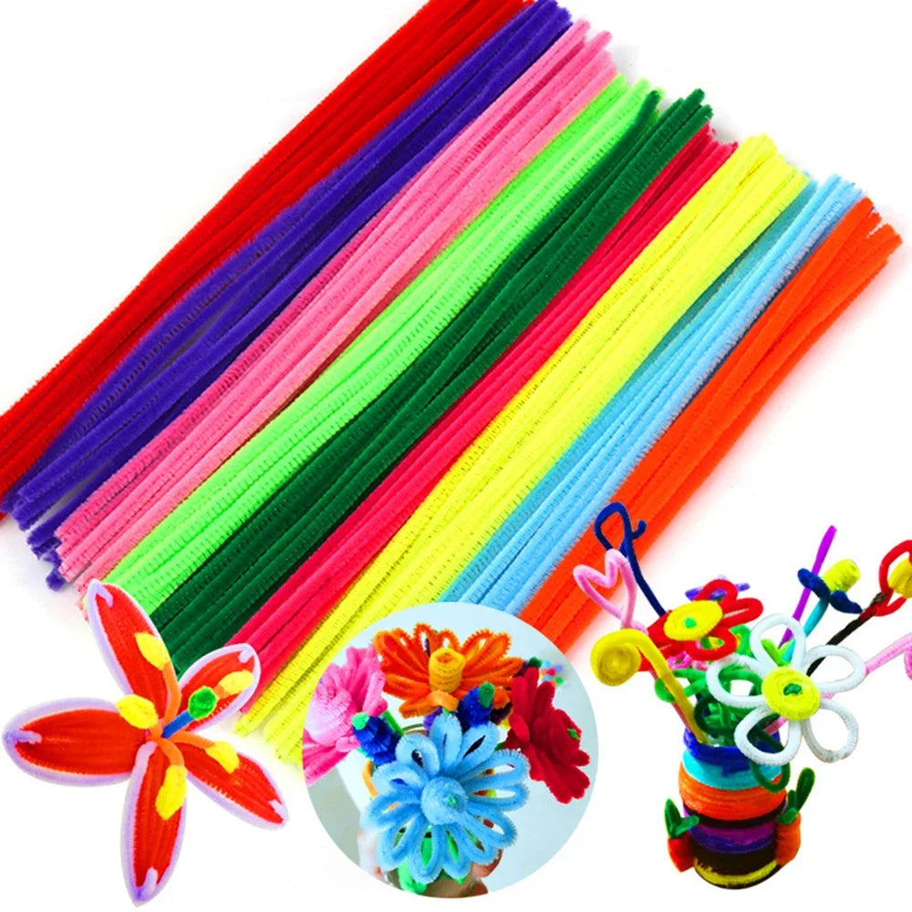 50/100-Piece Chenille Stem Set – 22 Colors, 6mm x 12in  Bullet Point Description: