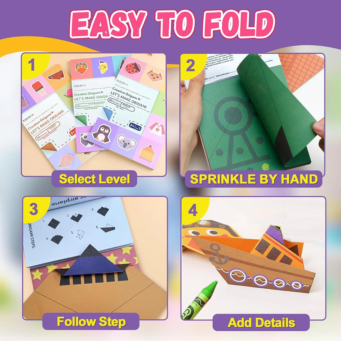 Origami Kit – 30/96 Sheets Paper with Guidebook for Kids & Beginners