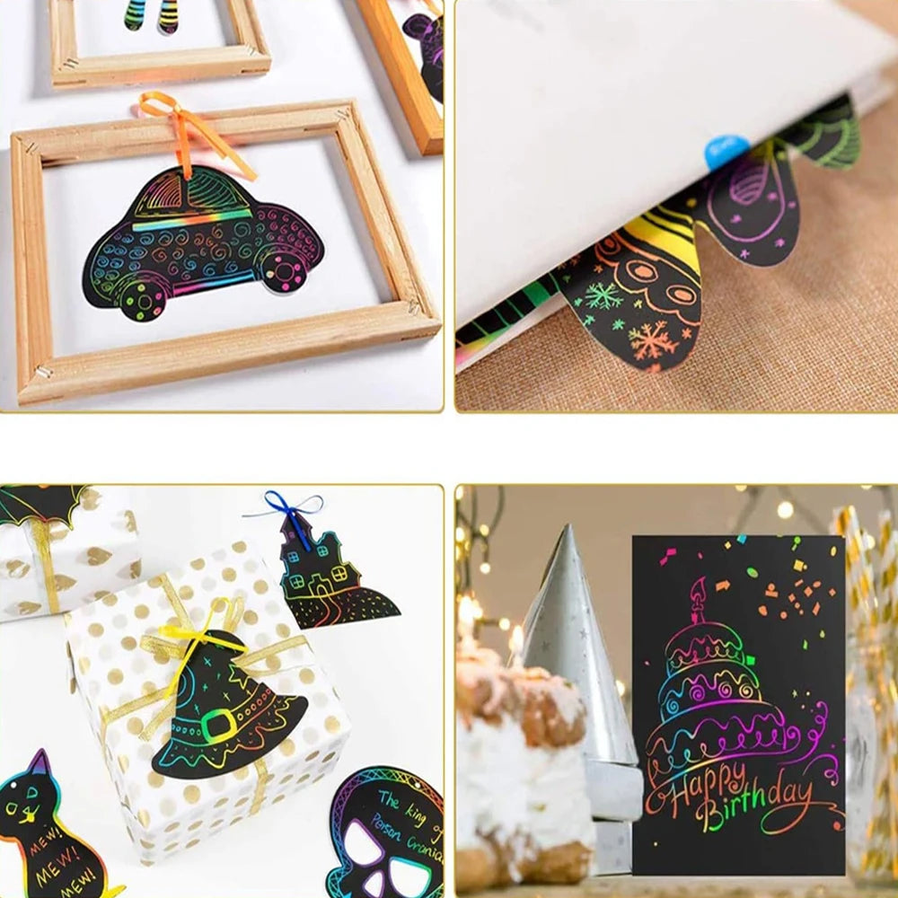 125-Pack Rainbow Scratch-Off Mini Art Cards – Fun Craft for Kids & Teens