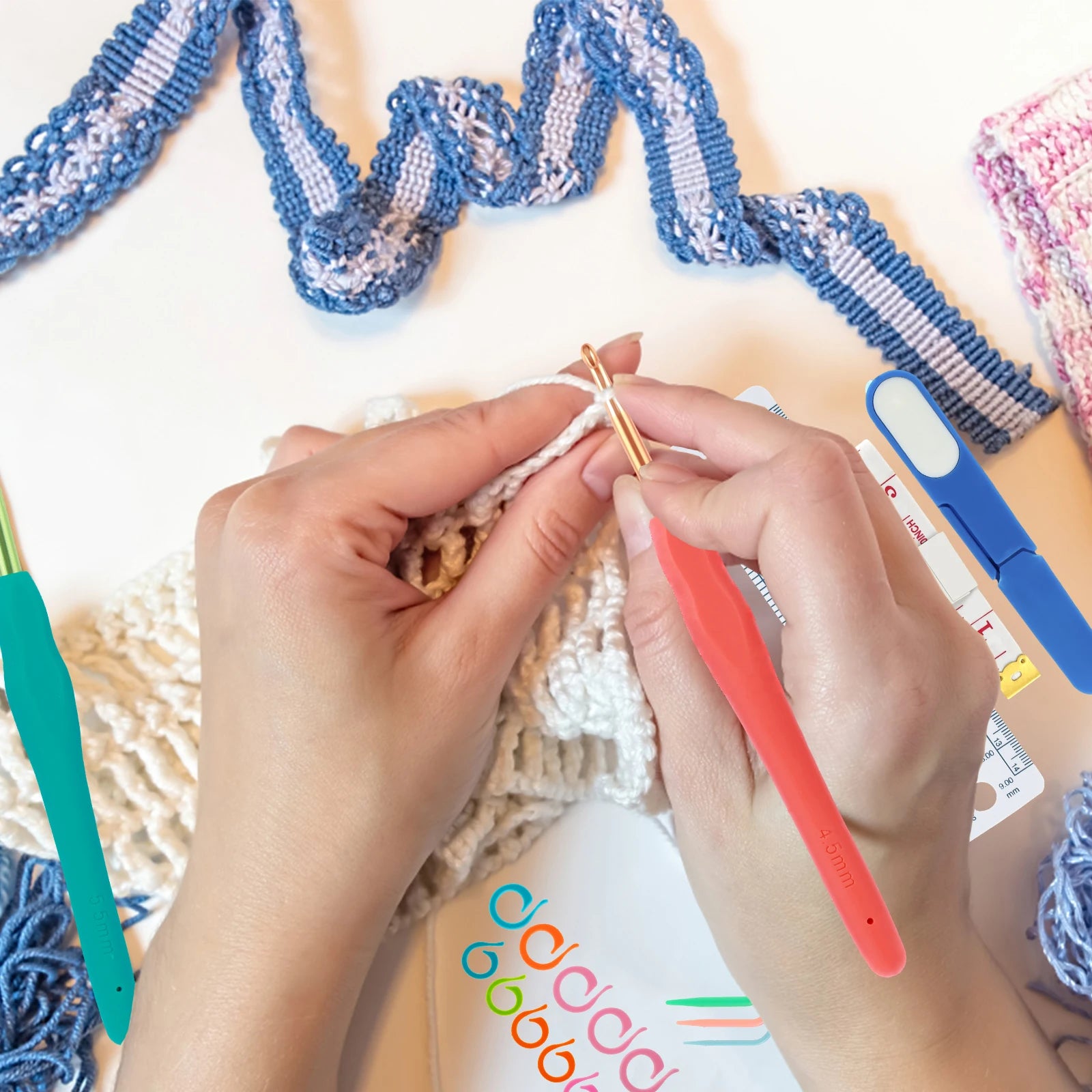 DIY Crochet Hook Set with Anti-Slip Handles (2-6mm)