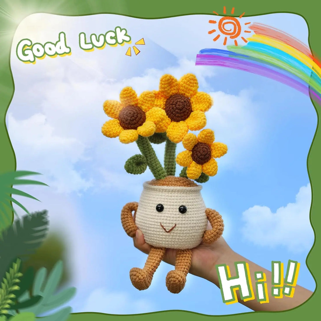 MIUSIE Sunflower & Tulip Crochet Starter Kit – DIY Craft for Beginners