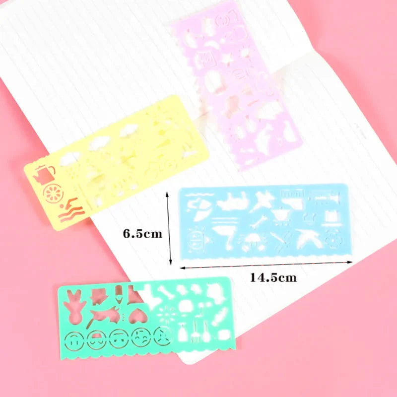 4PCS Kids Drawing Toys Painting Template Board Plastic Ruler Art Craft Juguetes Learning Draw Educational Toys For Children Gift
