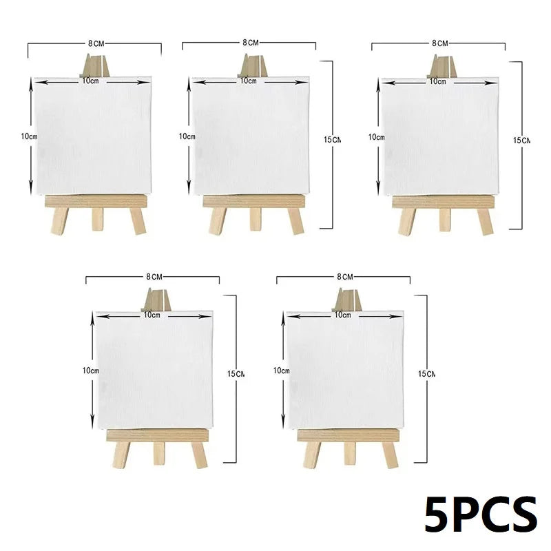 5-Piece Mini White Canvas Set – Stretched Blank for Painting