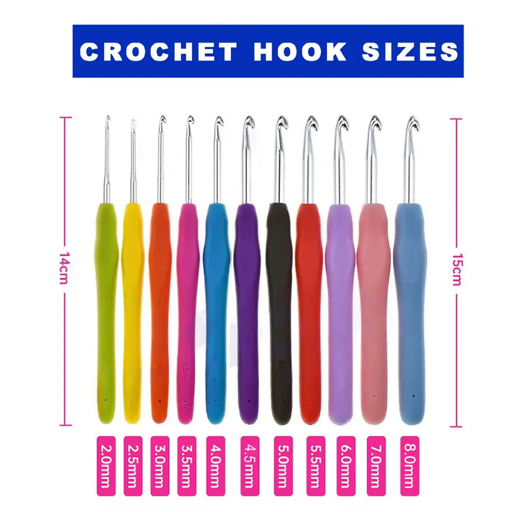 Colorful Ergonomic Crochet Hooks Set with Case