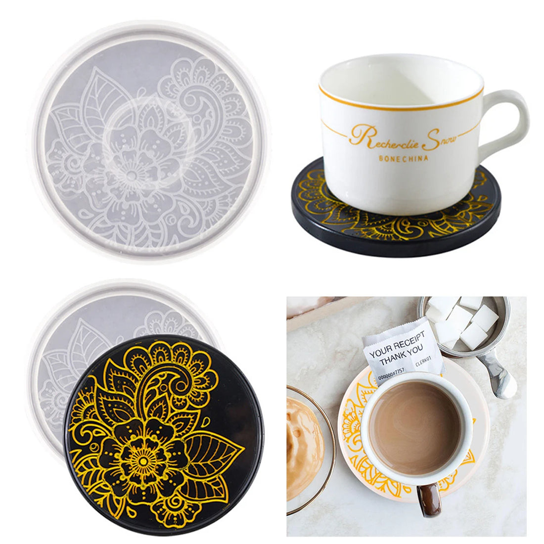 Flower Coaster Silicone Mold – DIY Resin & Concrete Tray