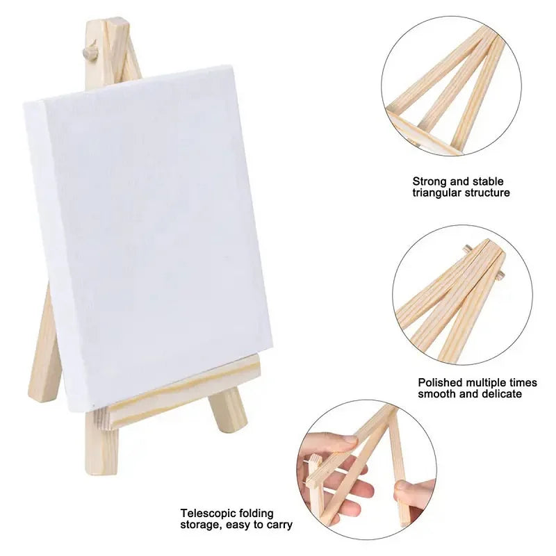 5-Piece Mini White Canvas Set – Stretched Blank for Painting