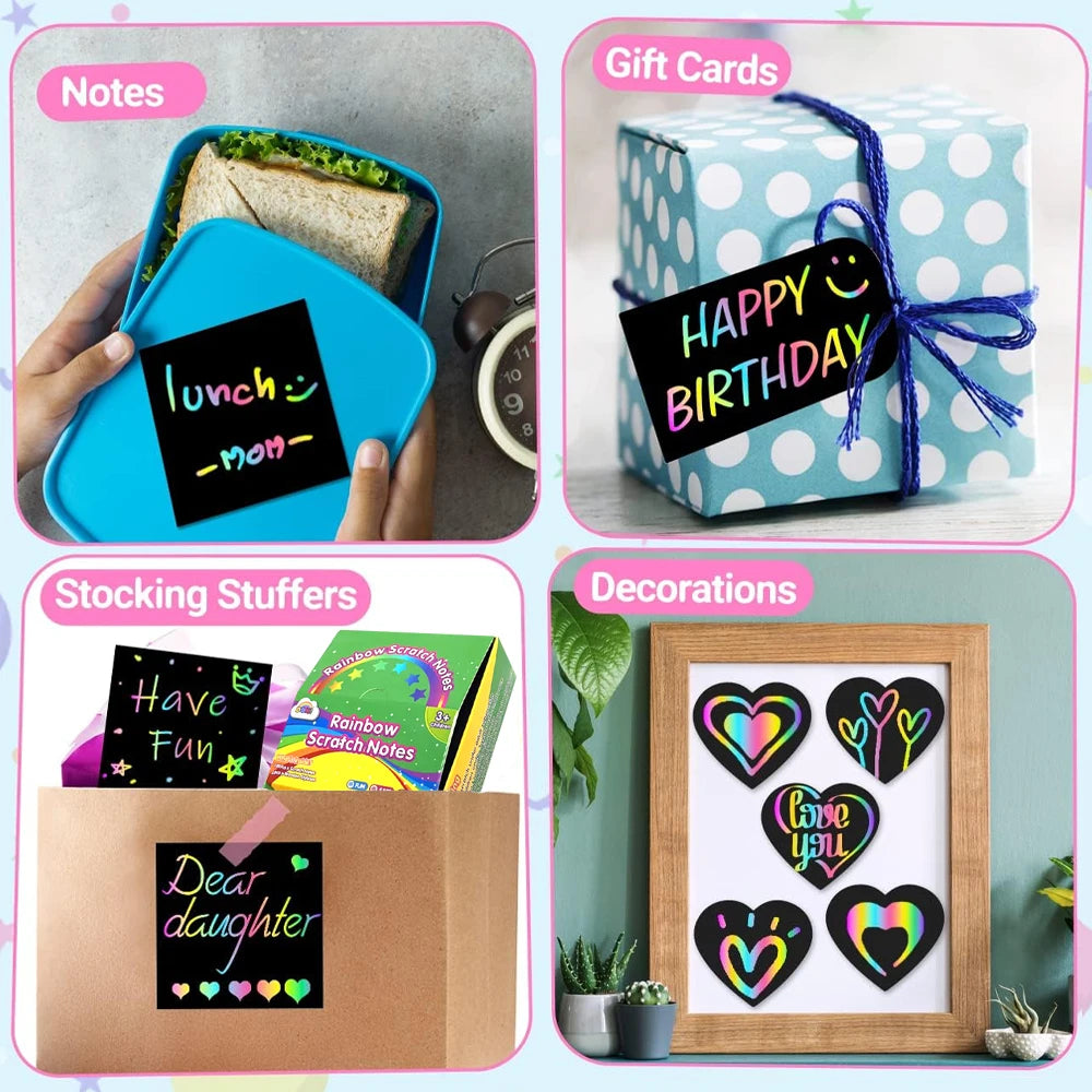 125-Pack Rainbow Scratch-Off Mini Art Cards – Fun Craft for Kids & Teens