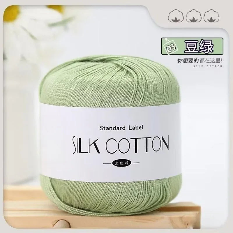 Silk Lace Cotton Milk Yarn – 50g Soft Crochet Thread